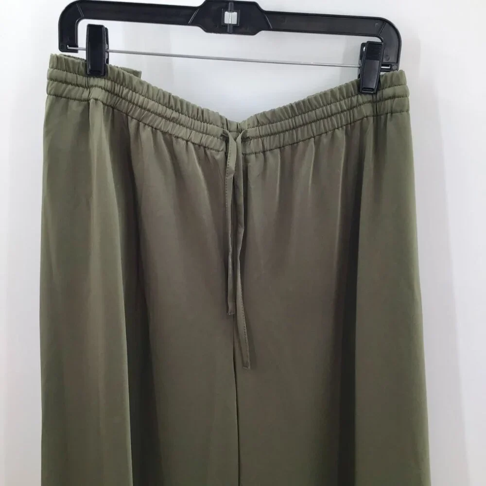 Lane Bryant Wide Leg Pants Sz 26/28W Stretchy Silky Green Elastic Waist Pull On